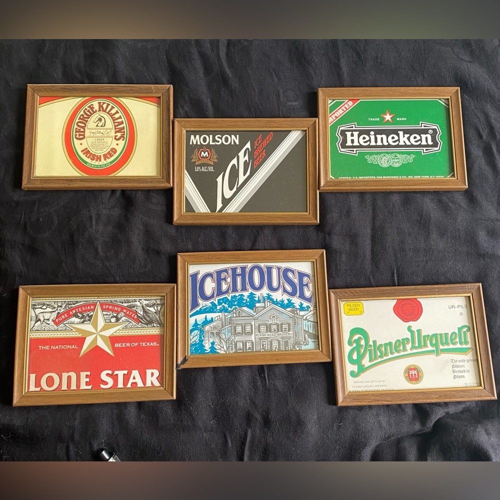 Set of (6) 1970’s Beer Art from old 6 packs! OOAK.